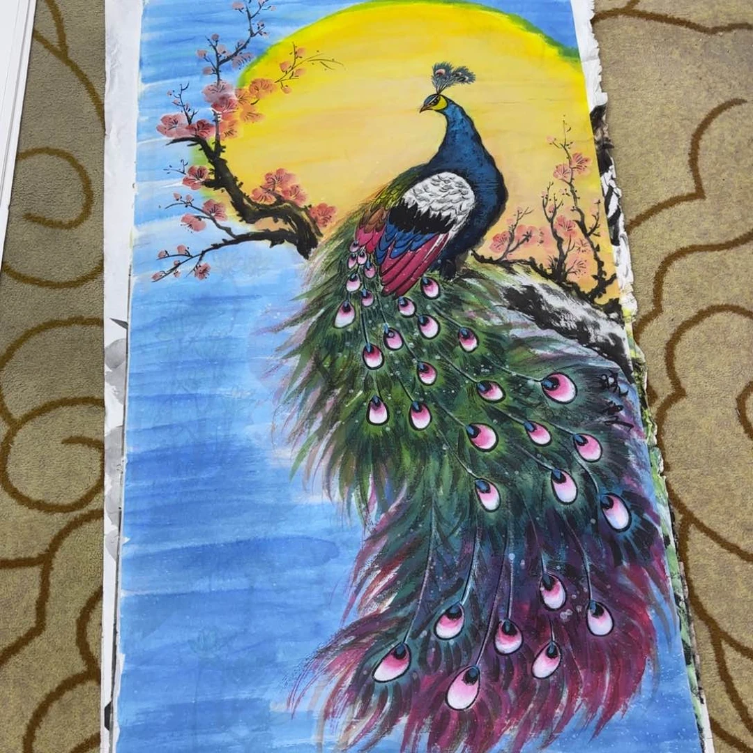 国画四尺花鸟作品童