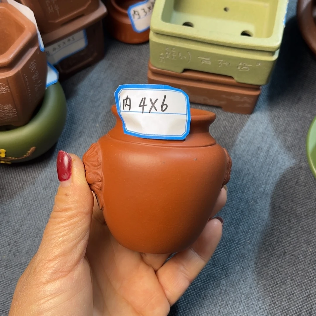 精选紫砂小花瓶圆盆