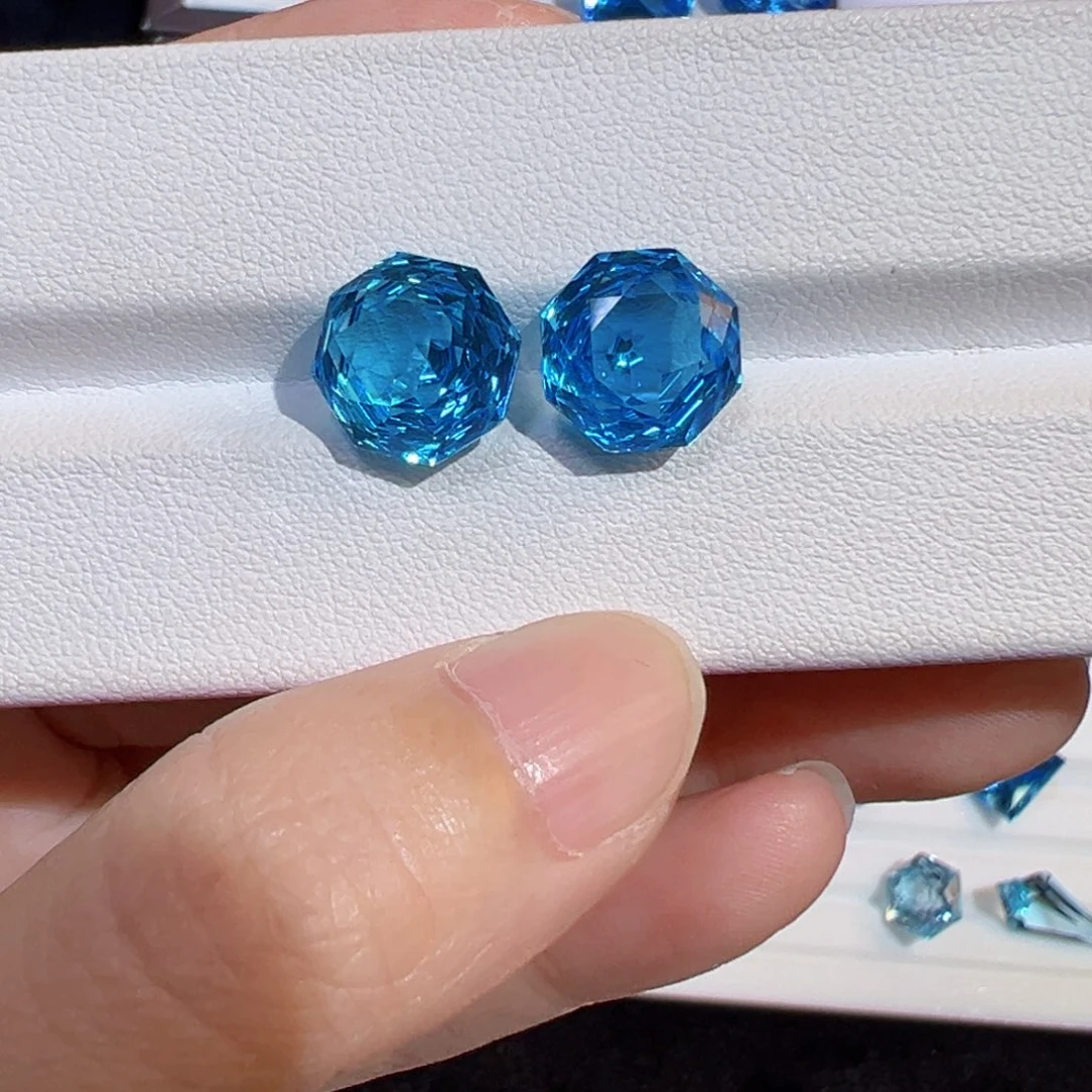 未镶嵌裸石托帕石12.5ct两颗玫瑰切