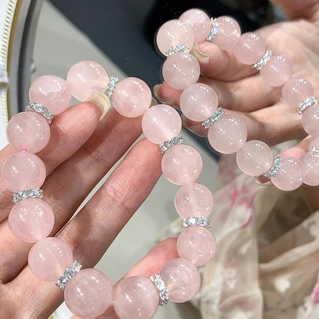 【带证书】保真纯天然水晶马达加斯加粉晶手链粉水晶蜜桃粉色