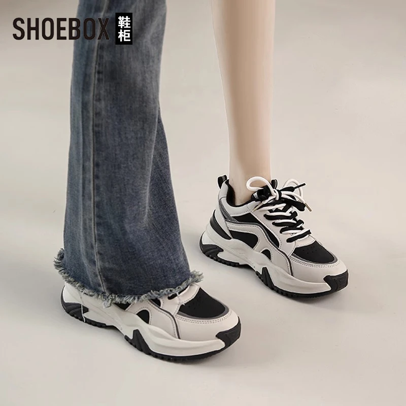SH0EBOX鞋柜厚底老爹鞋女2025秋季新款百搭时尚透气休闲运动鞋