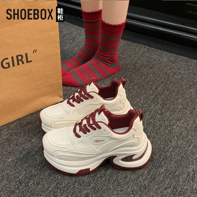 SHOEBOX鞋柜爆款松糕厚底老爹鞋女25新款春季增高百搭休闲运动鞋