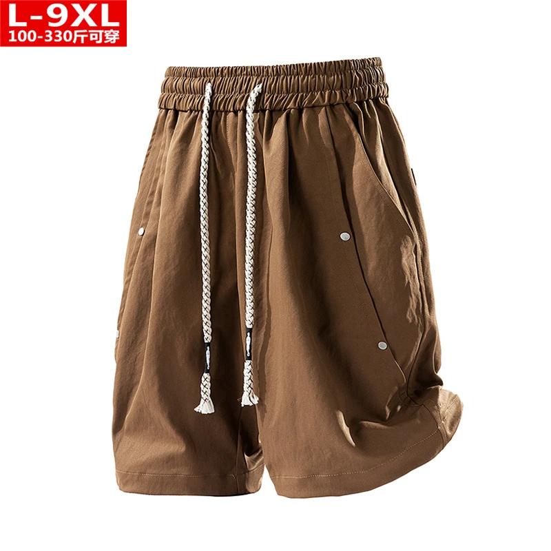夏季潮流港风男士工装五分中裤胖大码加肥宽松裤衩男百搭休闲短裤