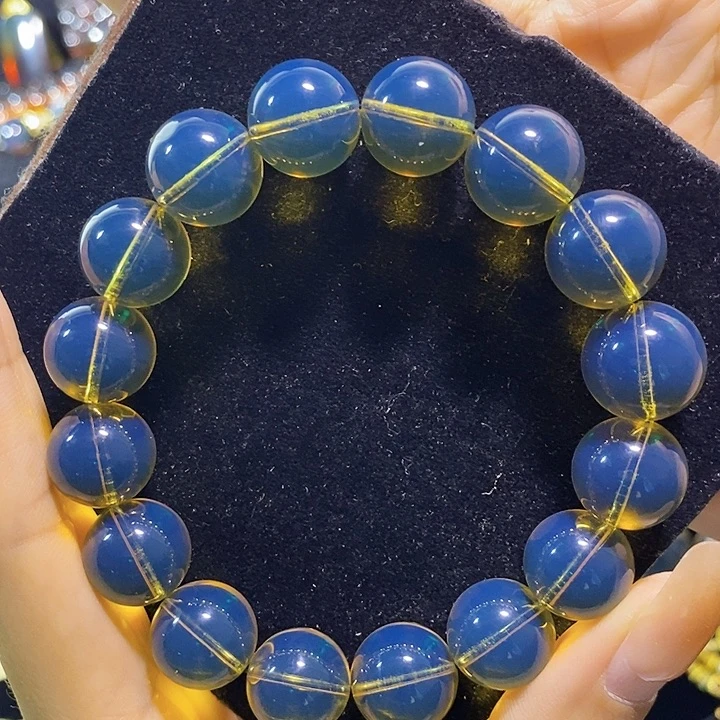 蓝珀未镶嵌珠宝奇石墨西哥蓝珀手串13