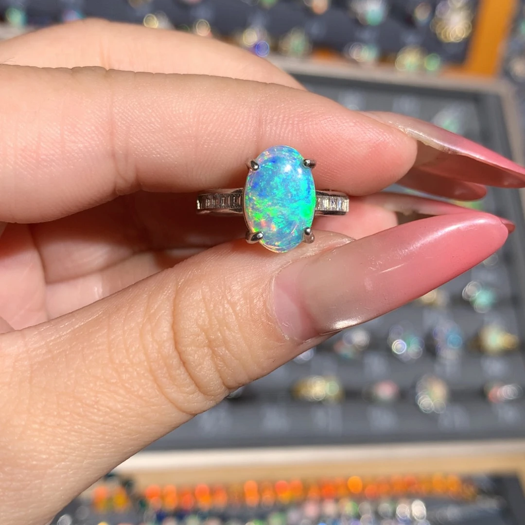 银S925镶嵌欧泊澳洲欧泊戒指l