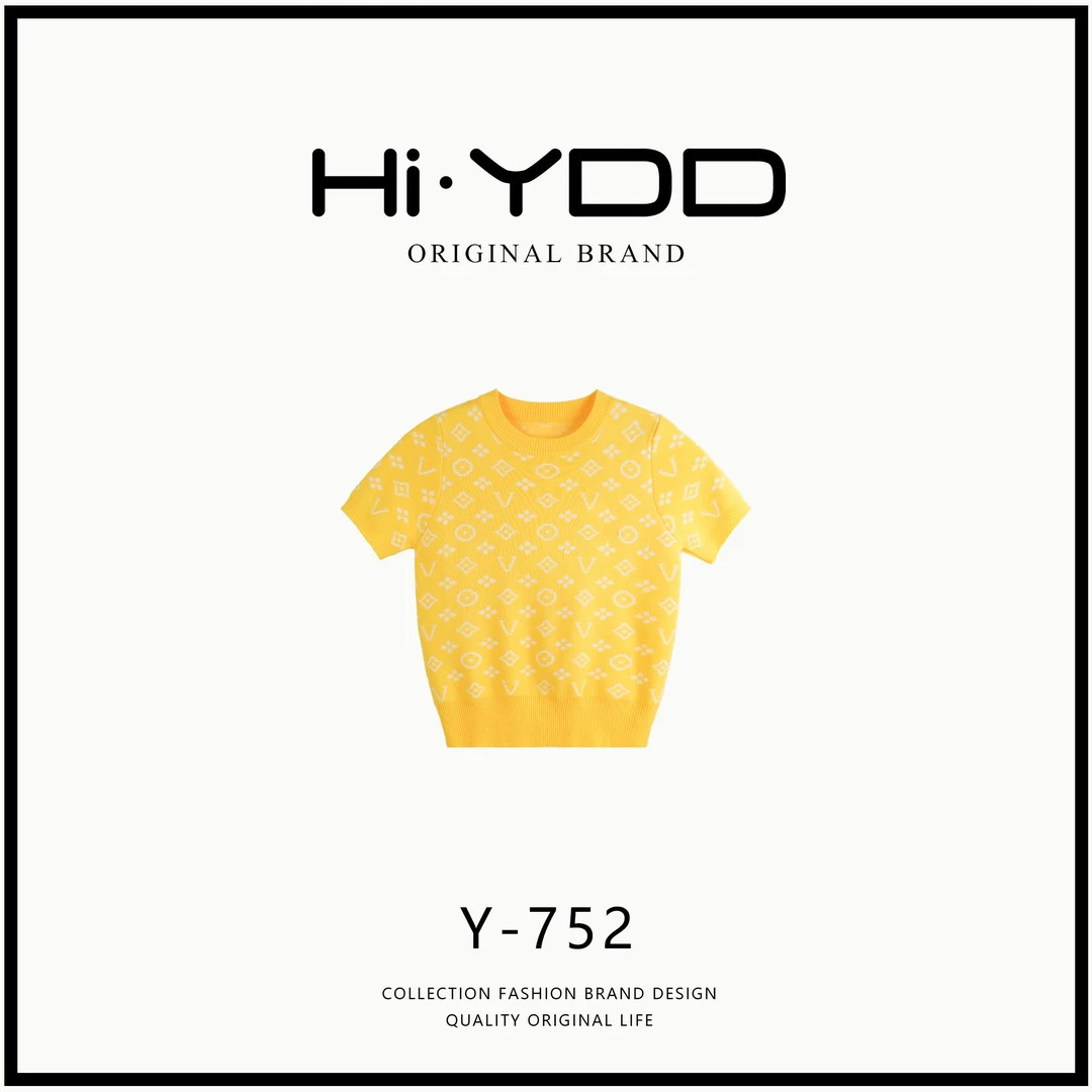 YDD•「Y-752」夏日多巴胺度假小香风刺绣圆领短袖针织上衣H-123