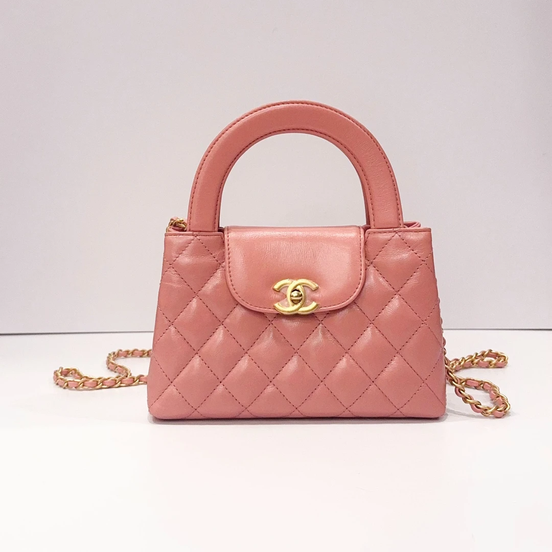 99新 Chanel/香奈儿 蔚蓝/23K 珊瑚粉金扣手柄kelly 闲置