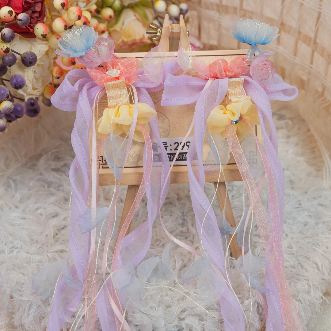 饰阿梁2997 山漾抓夹飘带头饰儿童小女孩发饰可爱甜美百搭风仙气