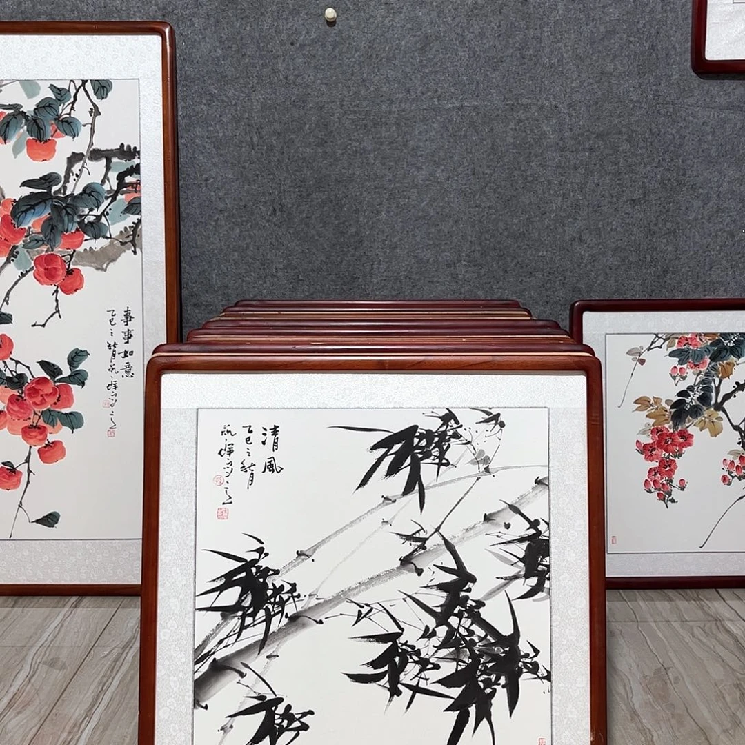 国画书画作品带框63×63