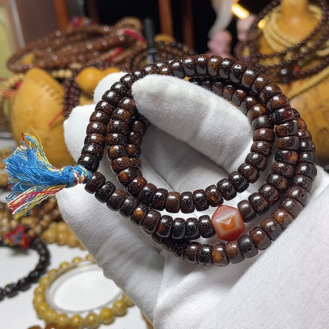 手串星月菩提8藏切雕刻马蹄珠陈籽