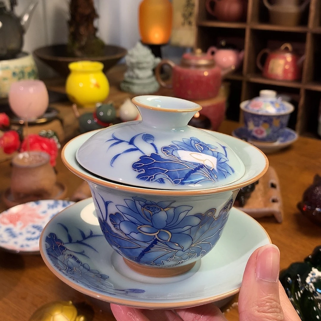 清雅银荷三才盖碗246788356