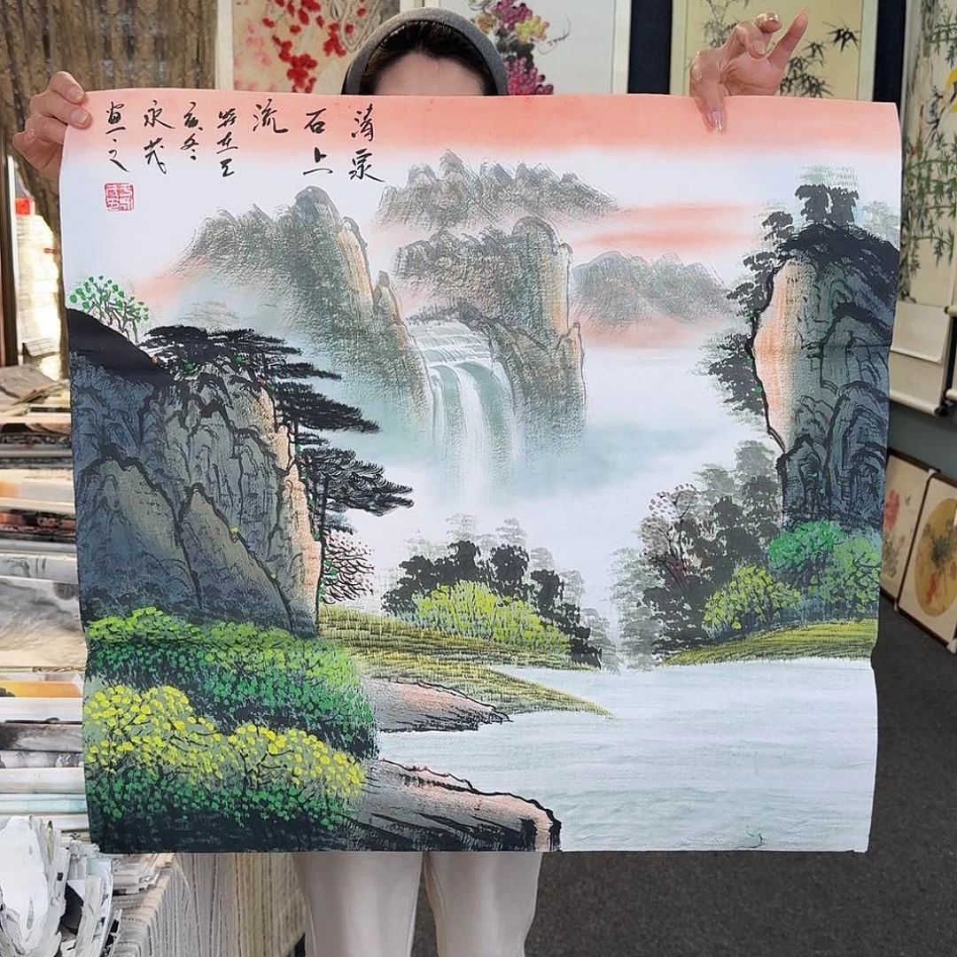 纯手绘国画作品好看斗方