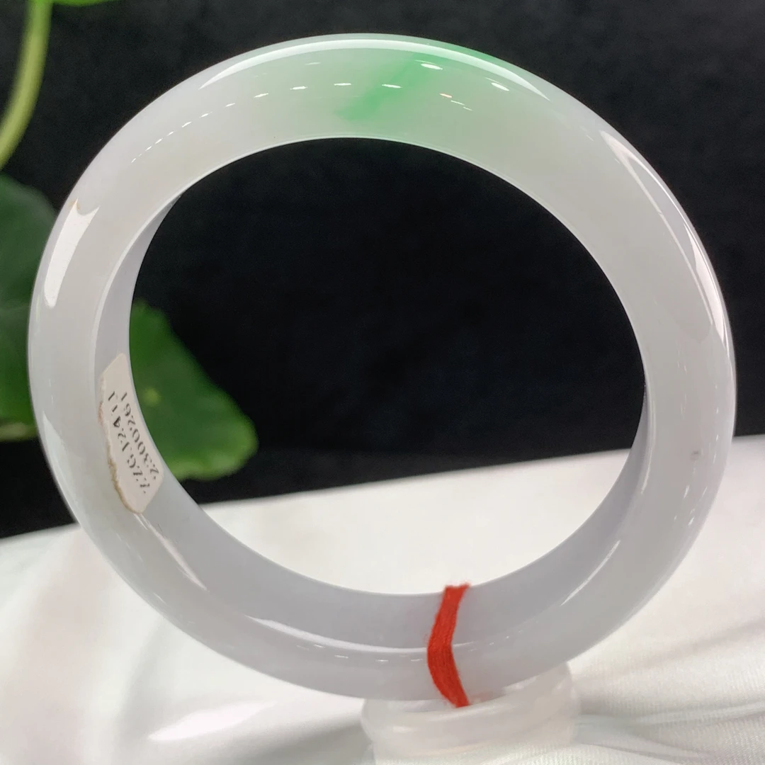 缅甸天然A货翡翠白底青53.3正圈手镯