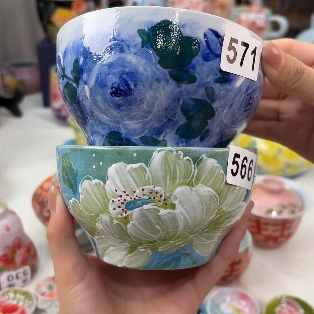 心***色景德镇手绘高温釉下彩陶瓷茶具