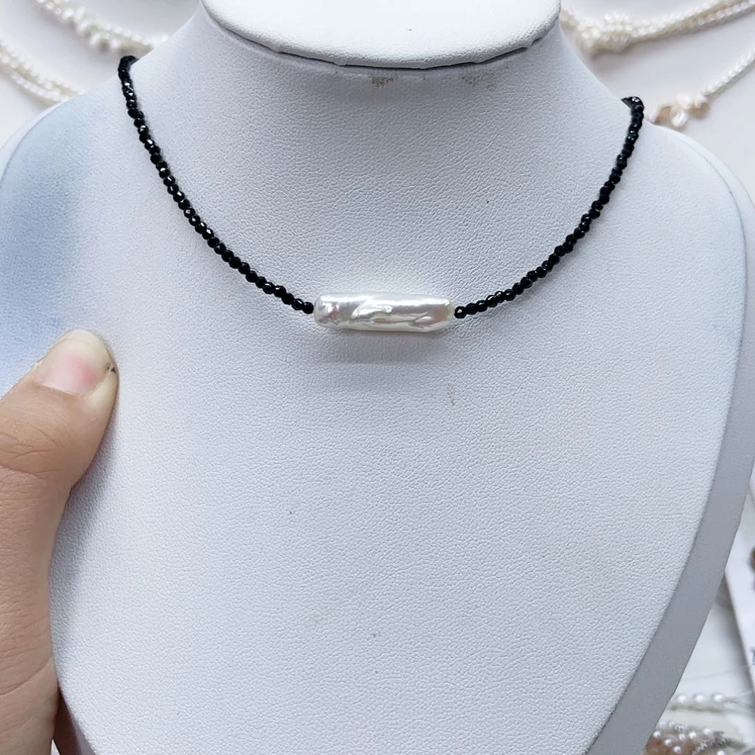 颈饰银S925镶嵌淡水珍珠