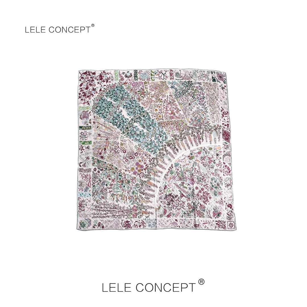 LELE CONCEPT丨【如一】百搭高级感碎花方块丝巾WJ053
