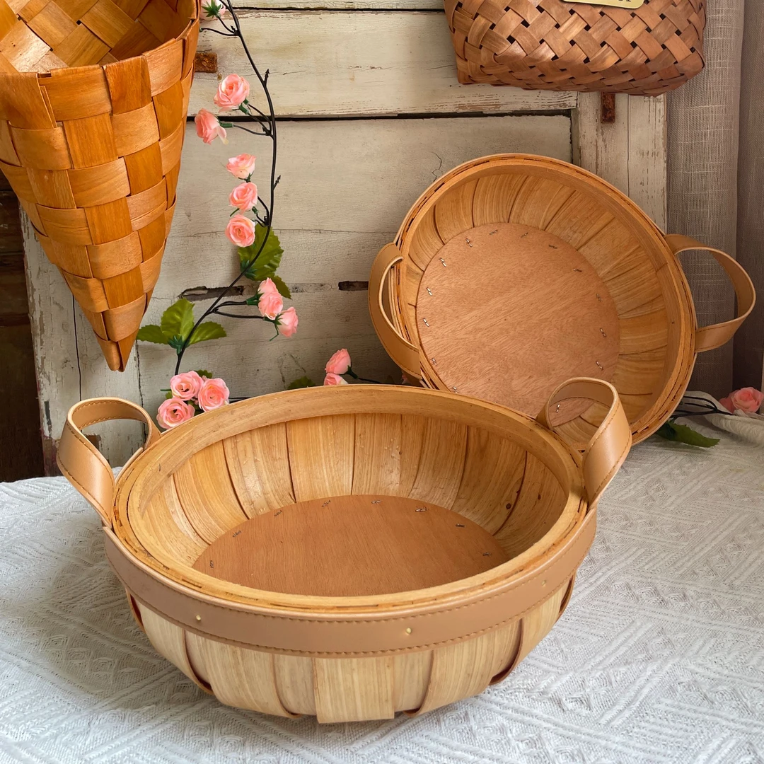 新款编织果蔬菜水果收纳篮子田园风收纳零食面包