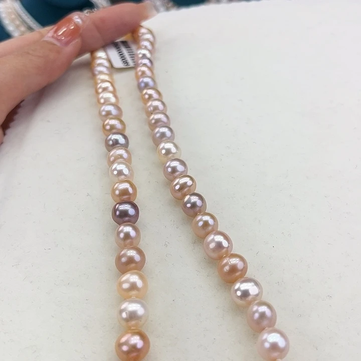 淡水珍珠颈饰银S925镶嵌8➕糖果色