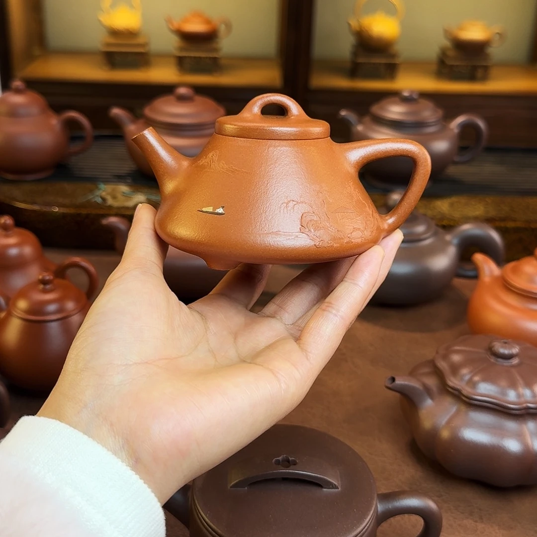 紫砂茶壶锐**当子冶石瓢降坡泥