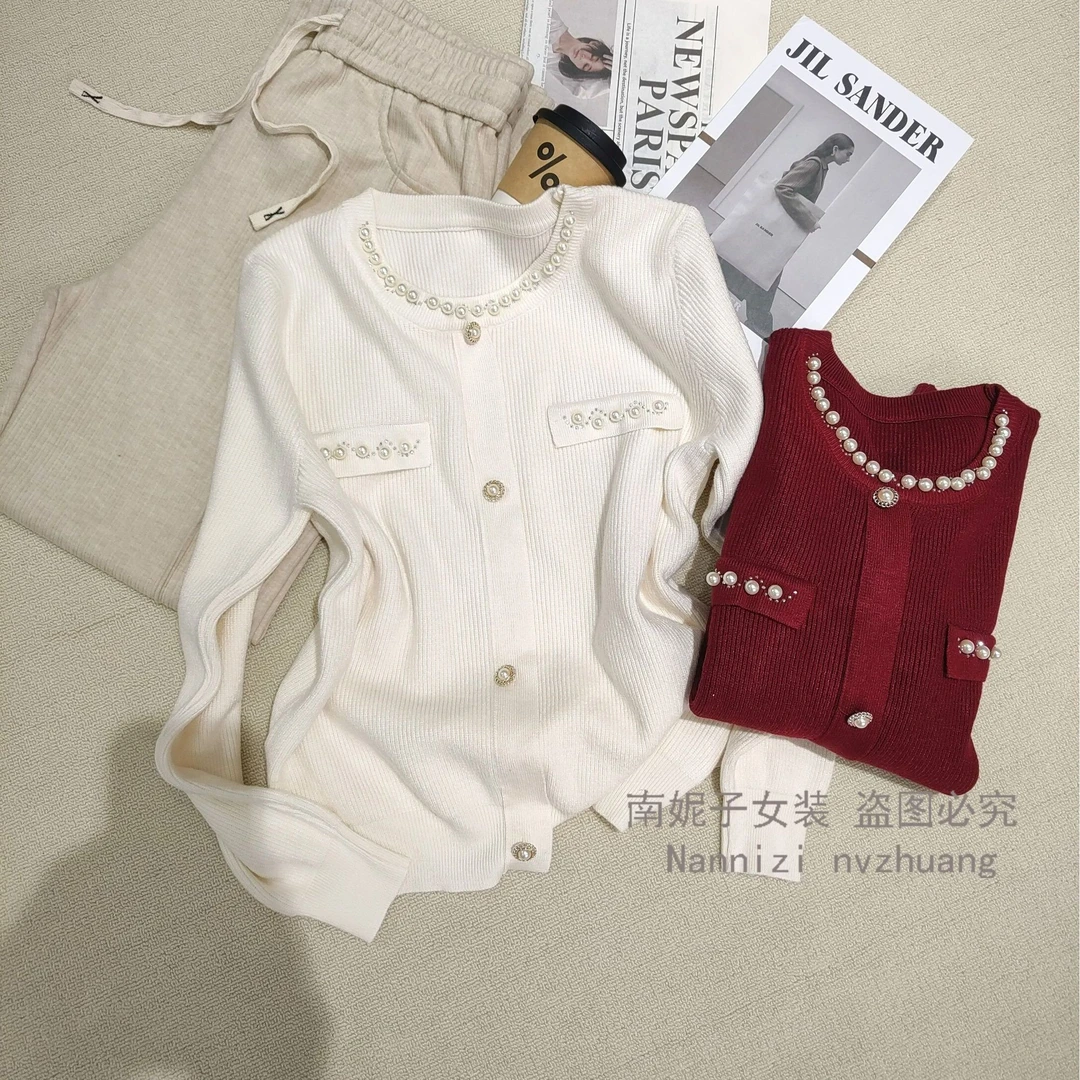 南妮子女装严选2025新款钉珠工艺保暖气质百搭针织衫假开衫XW2322