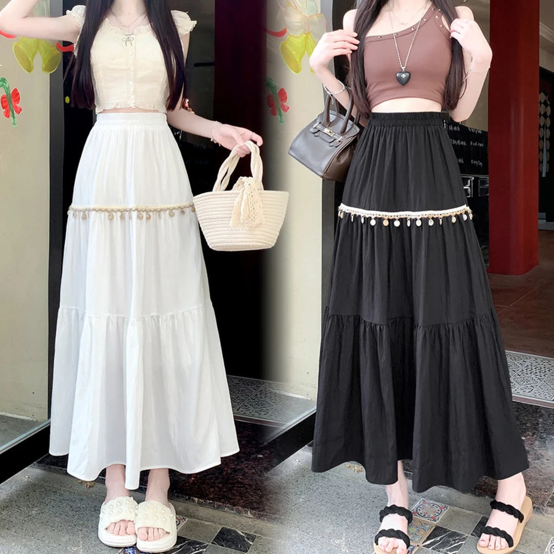 法式高腰甜美风流苏显瘦a字半身裙时尚春夏新款蛋糕裙百搭大摆裙