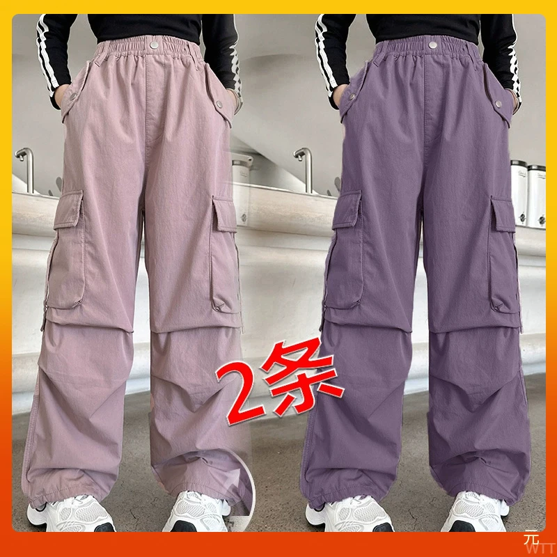 女童工装裤夏薄款潮流网红新款儿童女童洋气裤子夏季速干阔腿裤