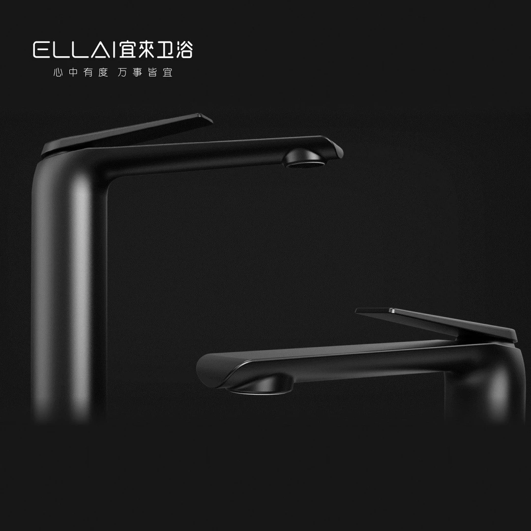 ELLAI宜来面盆龙头E-41094哑黑全铜洗手盆台上盆台下盆冷热水防溅