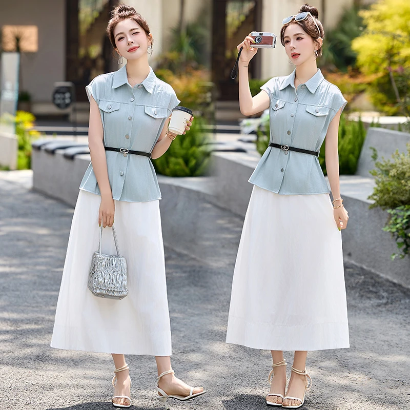 半身裙套装女夏季小个子高级感时尚洋气御姐轻熟风减龄气质两件套