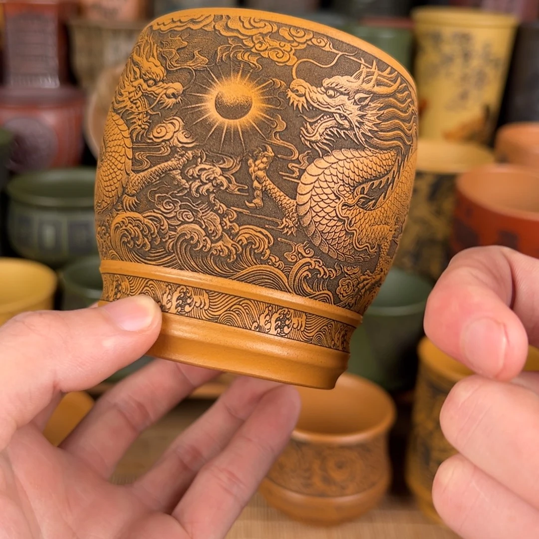 紫砂茶杯宜兴原矿紫砂杯