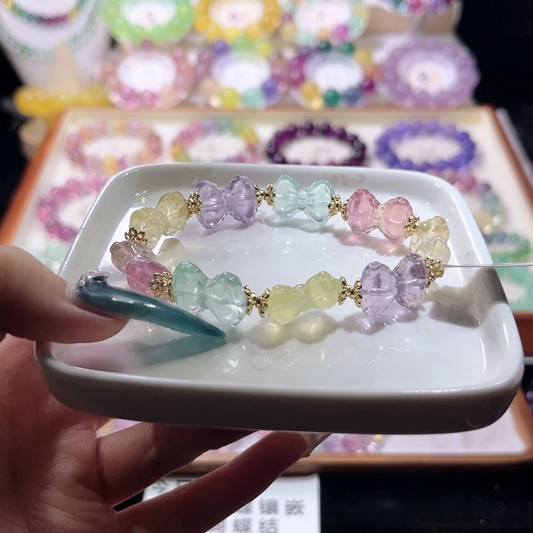 未镶嵌手链萤石马卡龙蝴蝶结