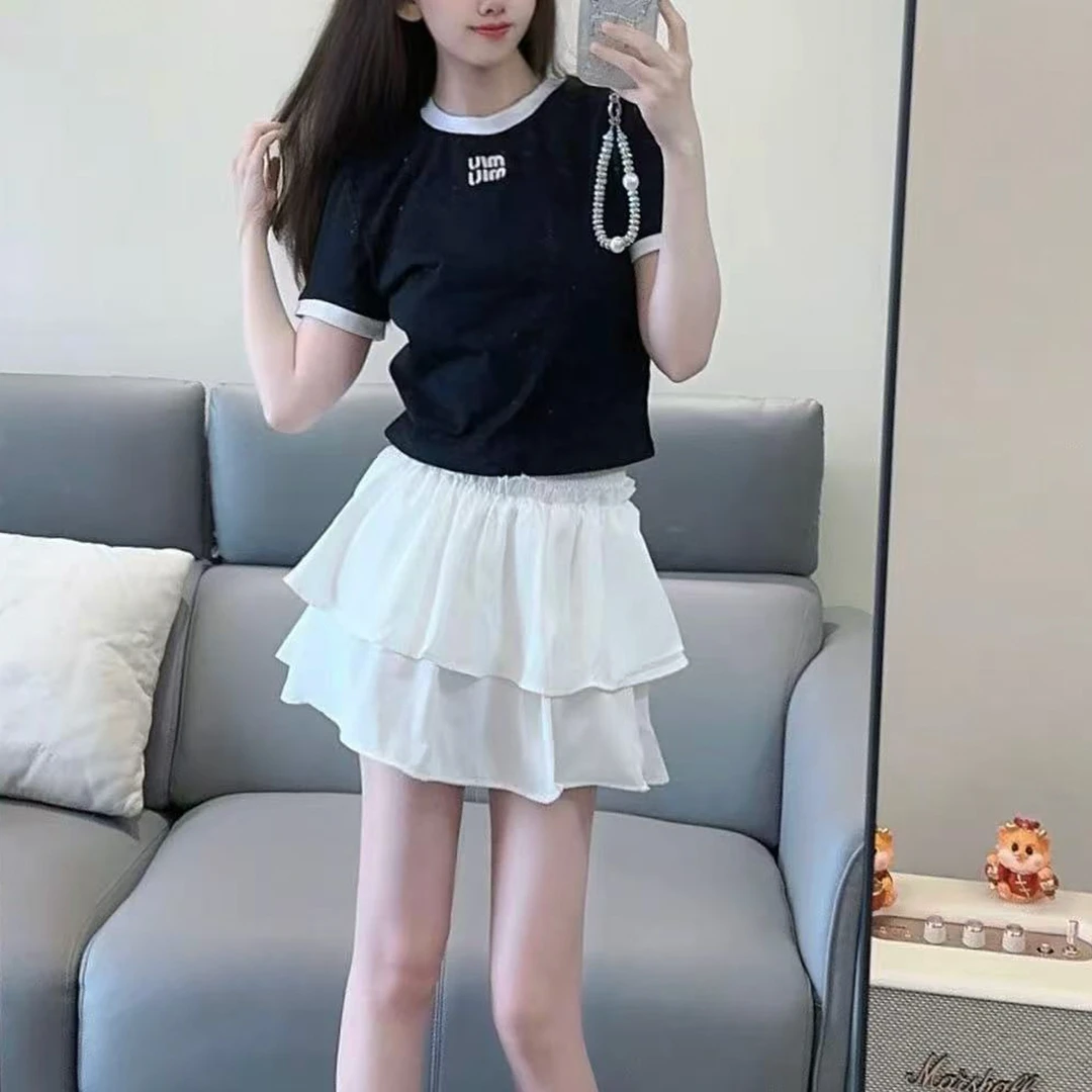 全新未使用 MIU MIU/缪缪 Logo字母贴布短袖圆领T恤/S