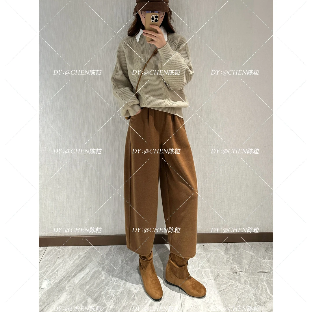 XiANJiE 2025秋冬新款中高腰宽松休闲奶奶裤加倍保暖