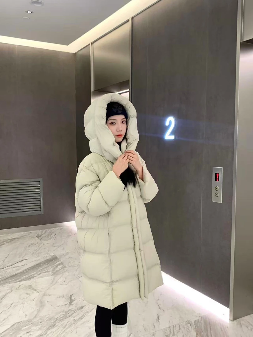 新款泡芙鹅绒羽绒服时尚高腰加厚女韩版秋冬连帽中长款28-2MM