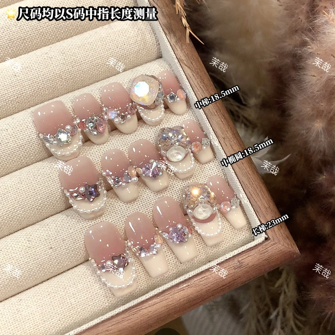 茉哉KK专属【施家全华钻/甜茶小姐】纯手工定制拆卸穿戴甲A3300