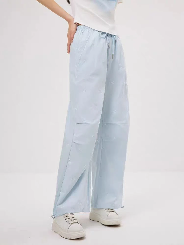 浅浅爱家工装裤2025夏季新款美式甜酷休闲运动风通勤百搭蝴蝶结裤