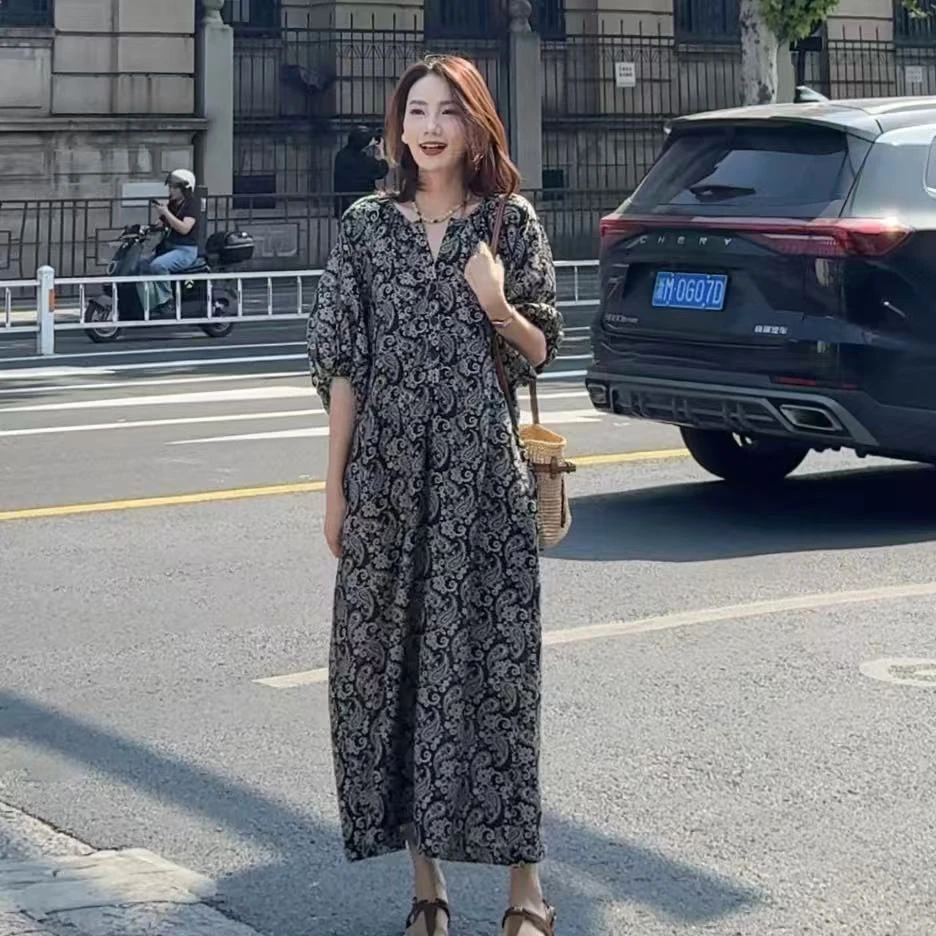 夏季新款气质藏肉时尚显瘦碎花连衣裙W028