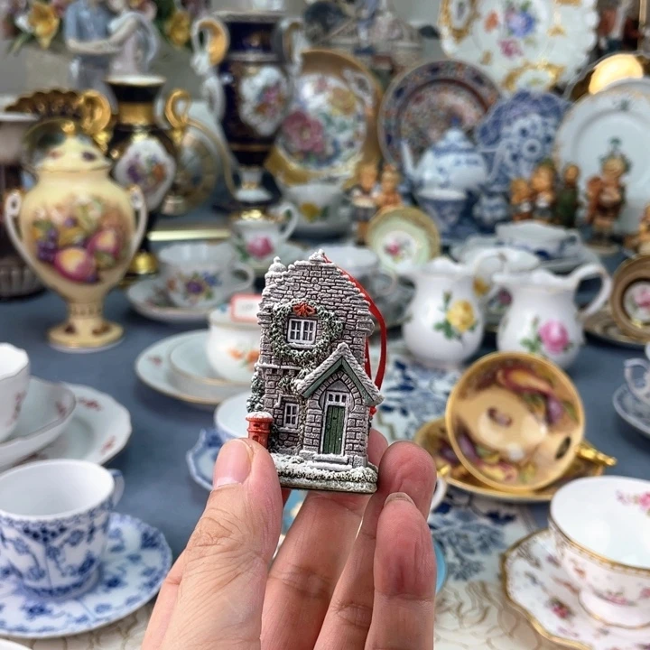中古瓷器小房子盘子
