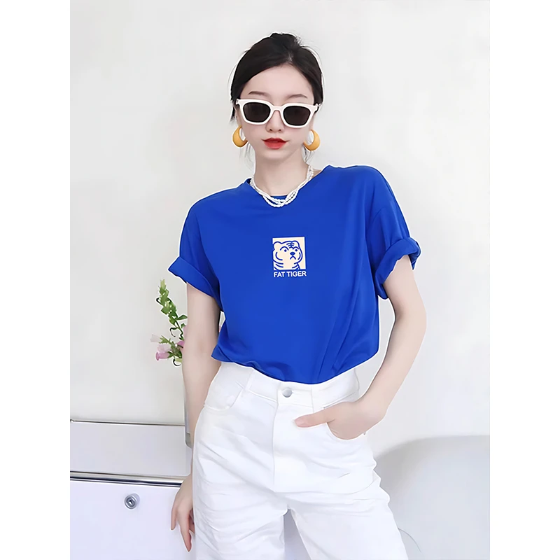 美式复古正肩可爱印花短袖t恤女夏季设计感小众宽松百搭半袖上衣