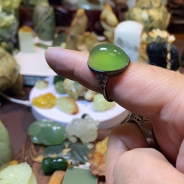 岫玉银S925镶嵌岫玉饰品