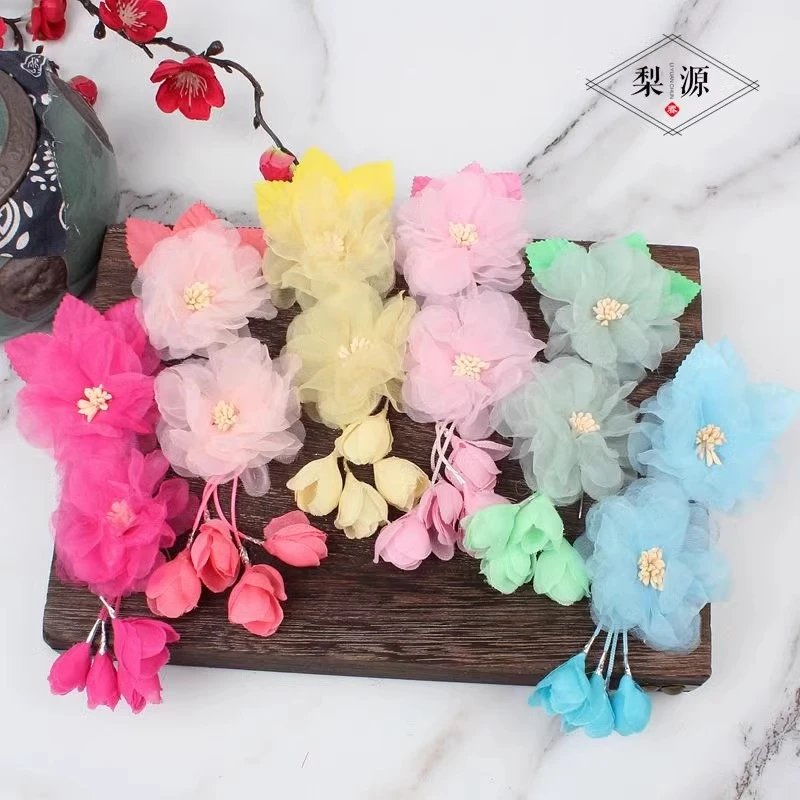 戏曲包头用品京越剧绢花青衣花旦小姐戏剧头饰头花双朵耳边花鬓花