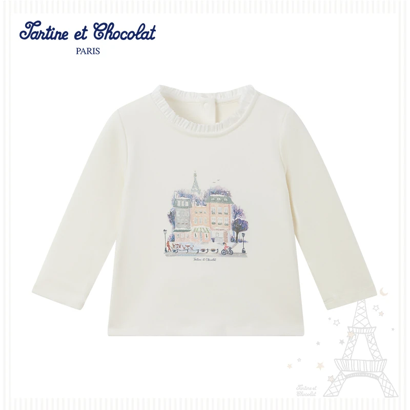 TC法国巧克力童装24秋冬新款女童圆领长袖T恤CILAE4T41K