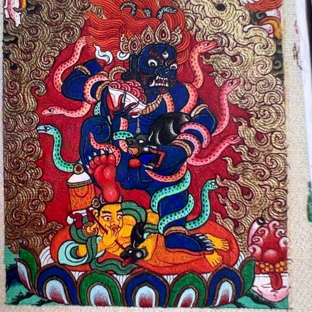 ****皮吊坠黑财神唐卡绘画作品