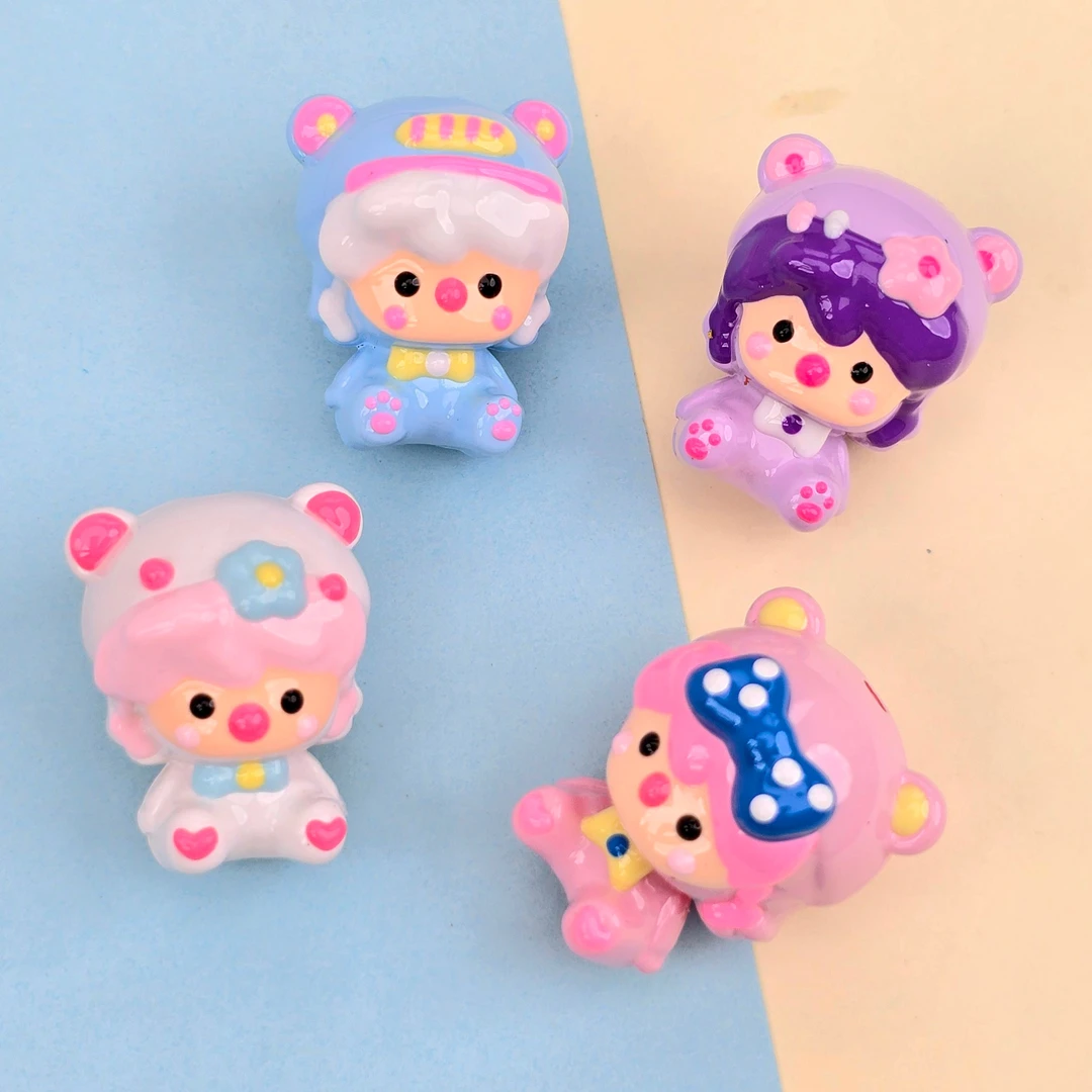 手绘珠子~甜豆卡通竖孔串珠diy手机链钥匙扣车挂串珠笔手工配件