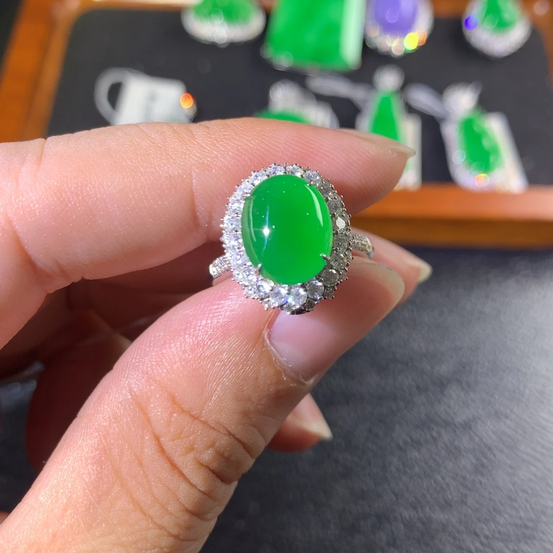 翡翠18K金镶嵌戒指两用款