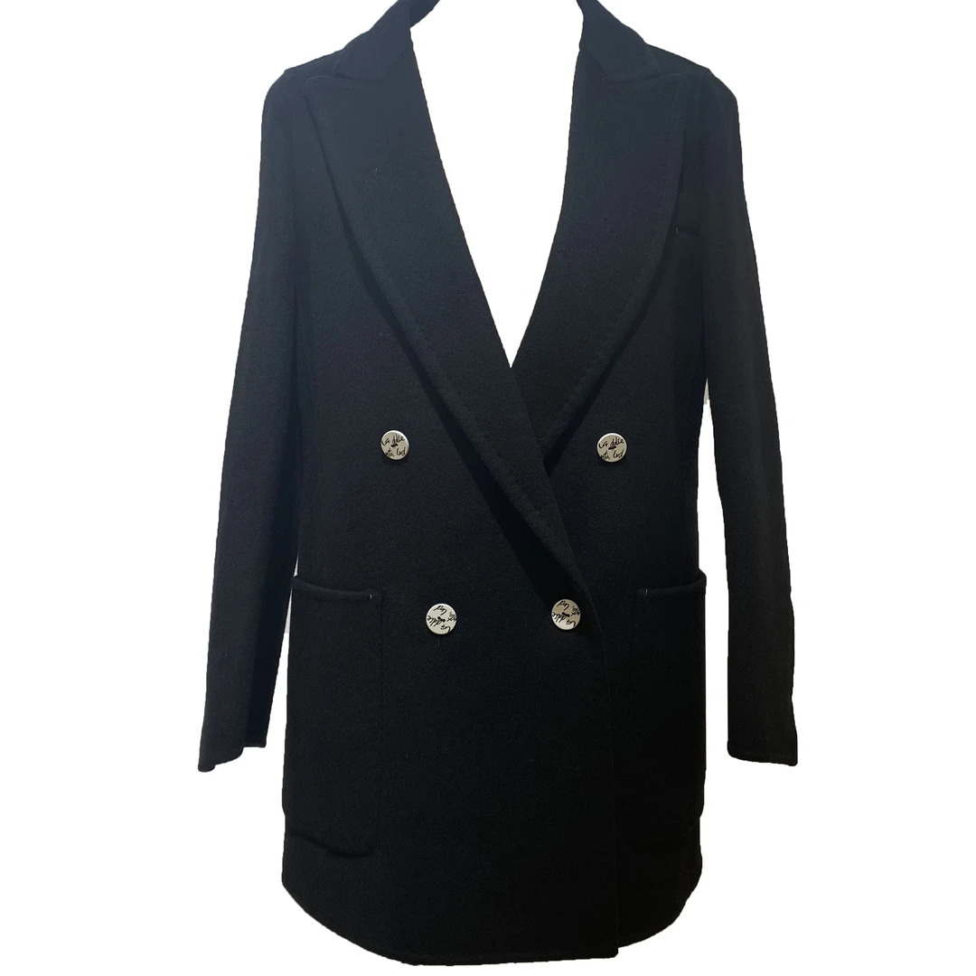 粉和翻领双排扣双面羊绒大衣F71ZS630