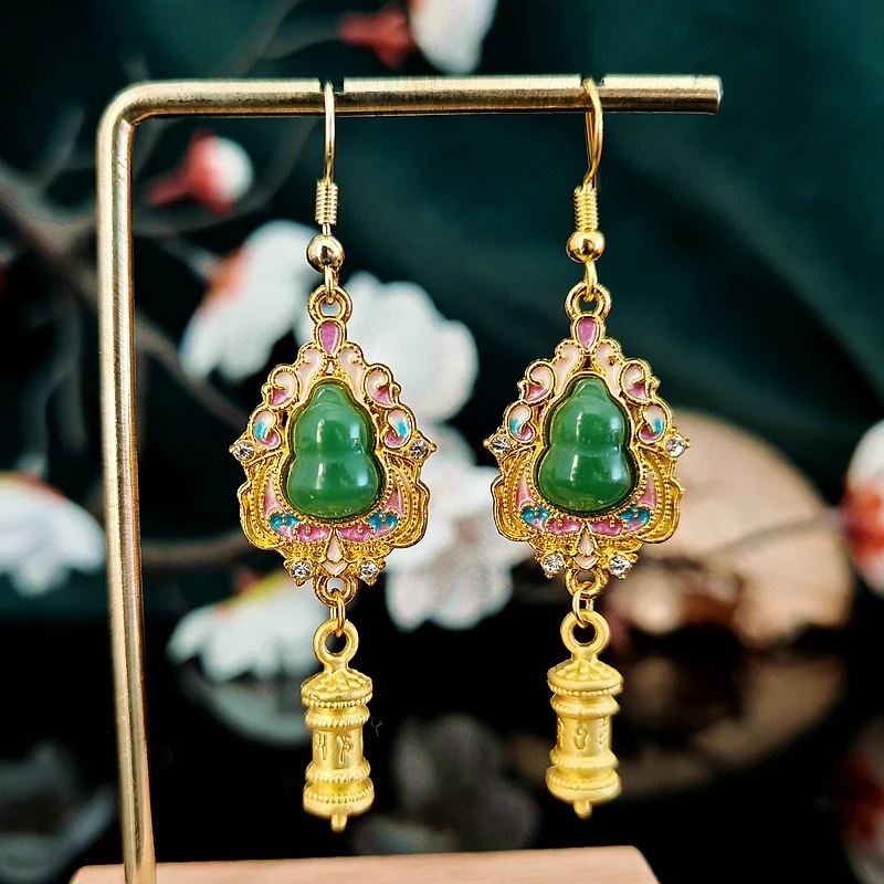 多吉米福禄连枝复古新中式原创高级感耳环无耳洞耳夹耳饰配汉服