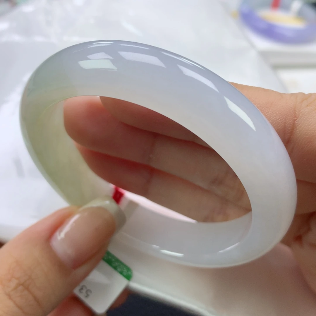 翡翠手镯未镶嵌缅甸天然翡翠手镯A货53.3正