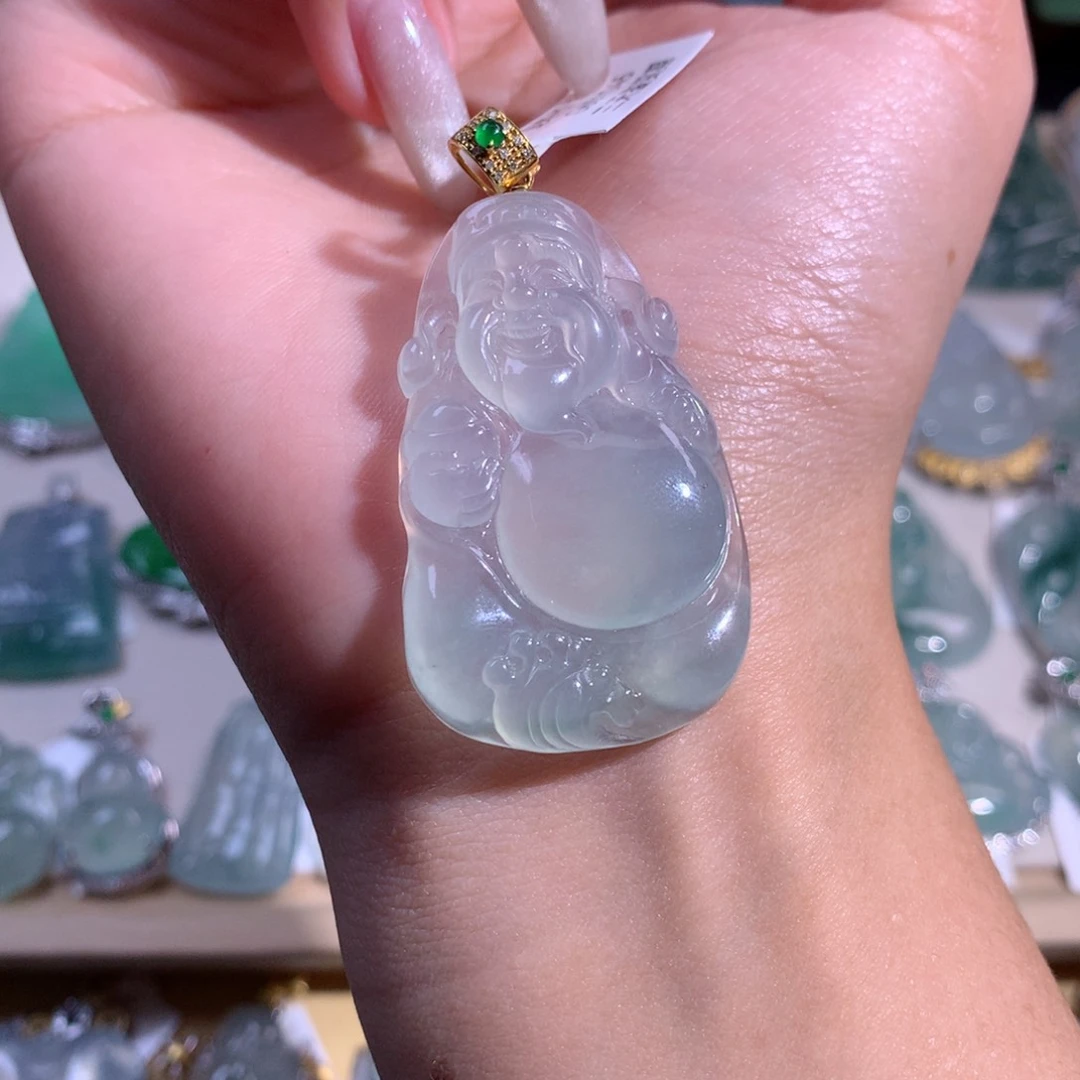 翡翠吊坠(不含链)18K金镶嵌