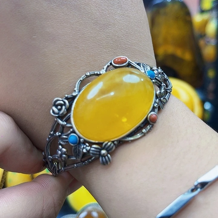 琥珀银S925镶嵌颈饰手镯