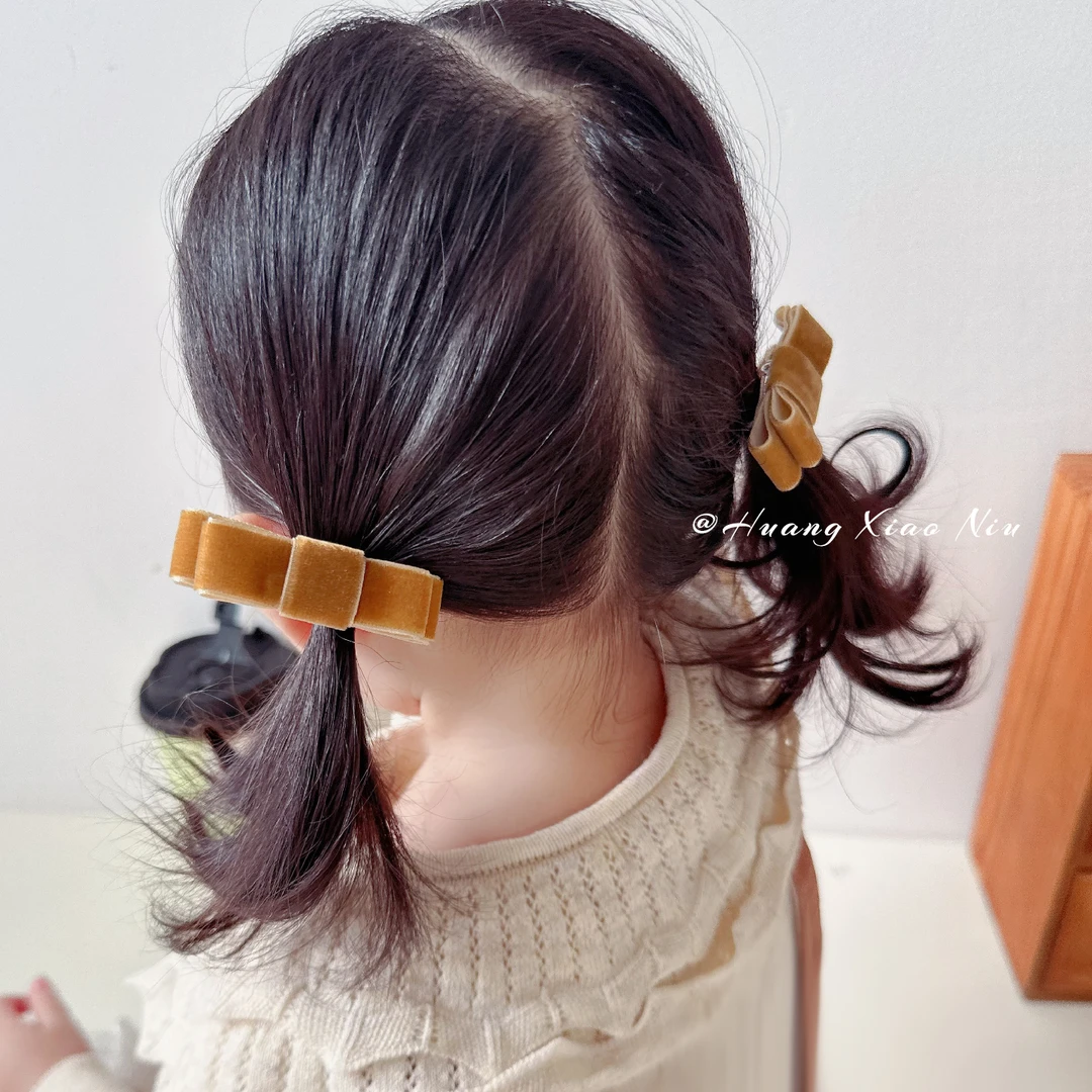 黄小妞秋冬丝绒蝴蝶结发夹女童发饰宝宝布艺发卡头饰可爱百搭发卡